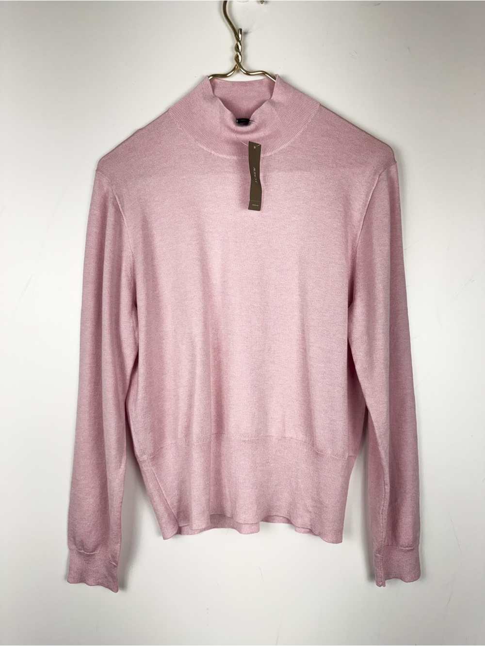 J.Crew Mock Neck Knit Sweater NWT Womens Medium M Light Pink Long Sleeve BD412